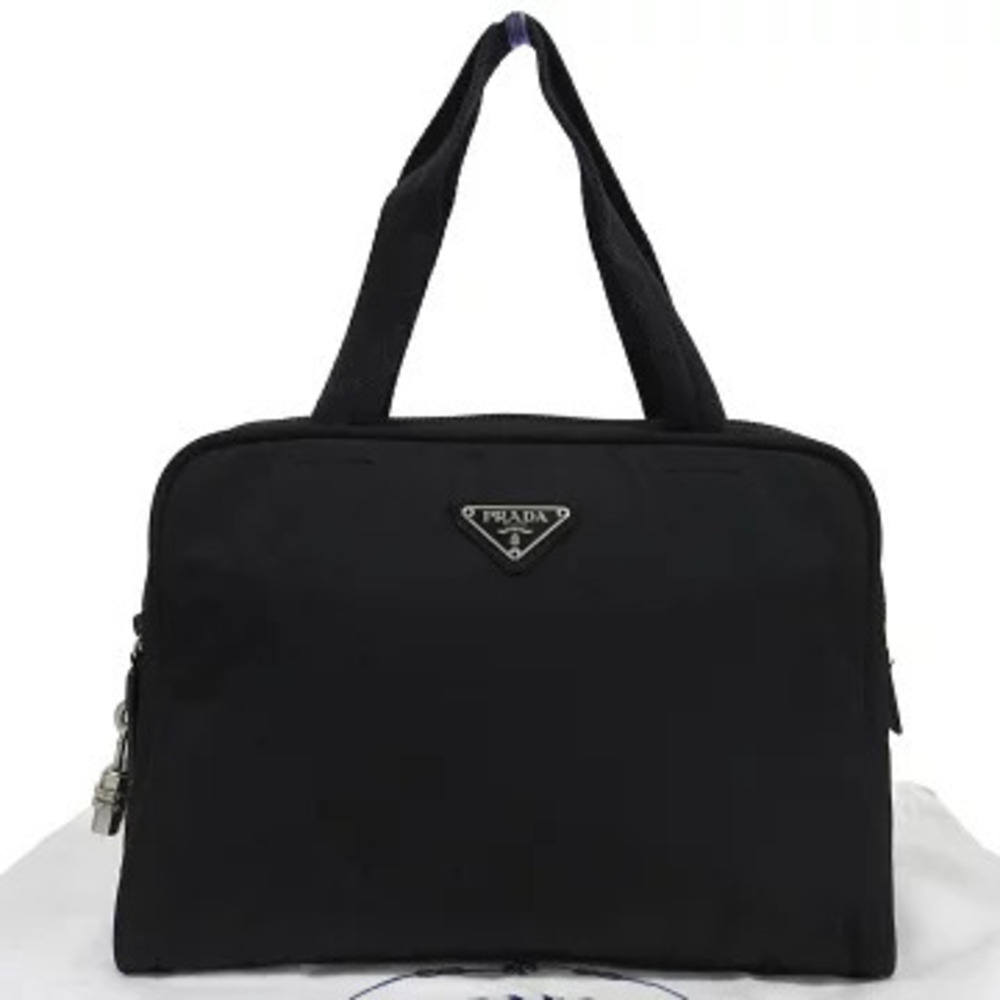 Prada Triangle Plate Handbag Black